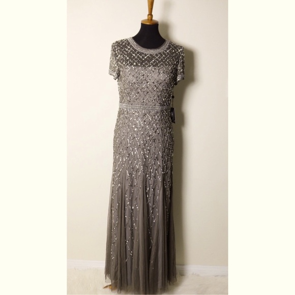 Adrianna Papell Beaded Mesh Gown Mother of the bride dress - Picture 2 of 16